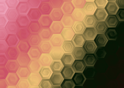 Abstract Pink Yellow and Black Gradient Geometric Hexagon Pattern Background