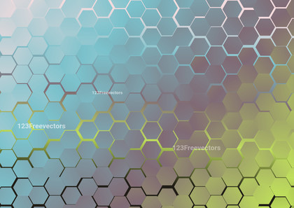 Brown Blue and Green Gradient Geometric Hexagon Pattern Background