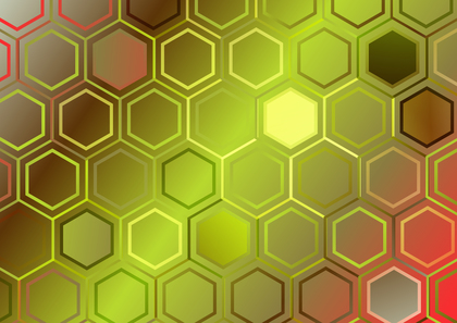 Red Brown and Green Gradient Hexagon Pattern Background