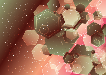 Pink Green and Brown Hexagon Shape Background