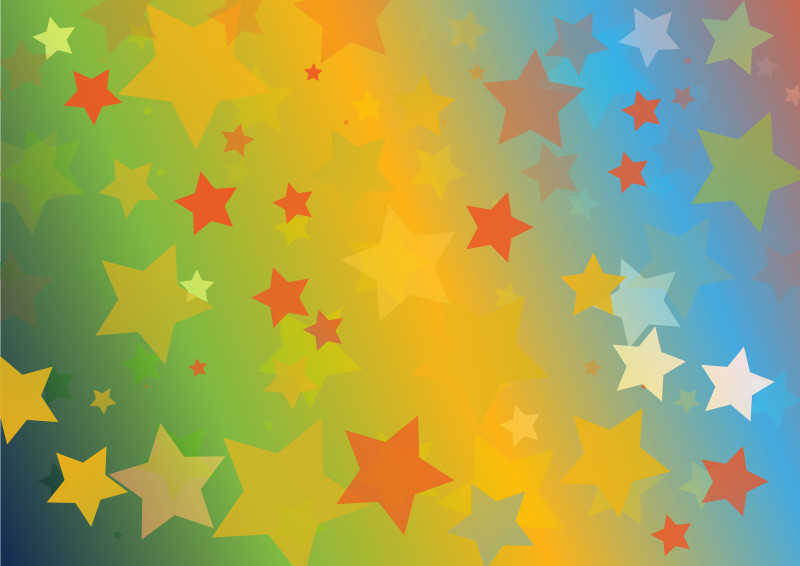 Abstract Blue Green and Orange Star Background