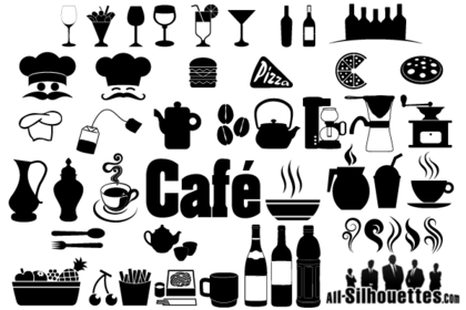 Cafe, Restaurant Icons & Symbols Free Vector