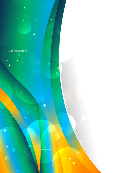 Abstract Blue Green and Orange Gradient vertical Business Wave Background Vector