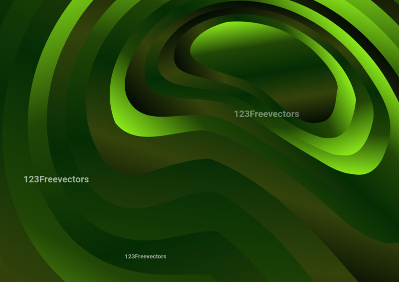 Abstract Dark Green Gradient Curved Ripple Lines Background Vector Illustration