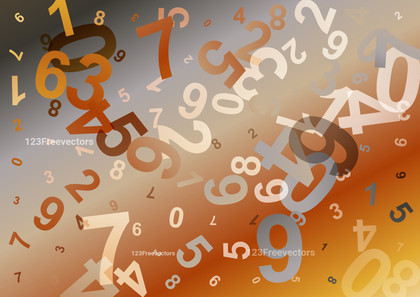 Abstract Orange and Grey Scattered Numbers Background Vector Art