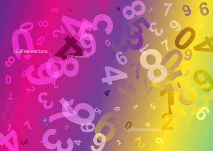 Pink and Yellow Abstract Scattered Numbers Background