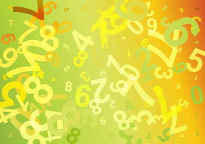 Abstract Orange Yellow and Green Scattered Numbers Background Illustrator