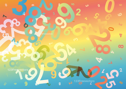 Abstract Pink Blue and Yellow Scattered Numbers Background