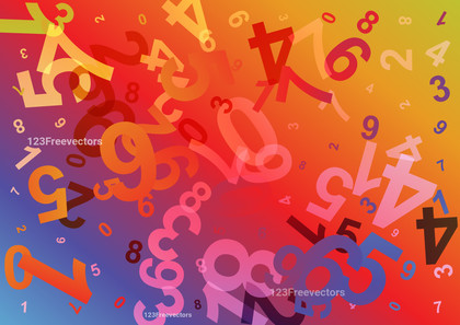 Red Orange and Blue Abstract Numbers Background