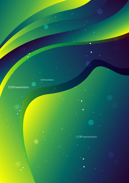 Abstract Fluid Blue Green and Yellow Gradient Wavy Background