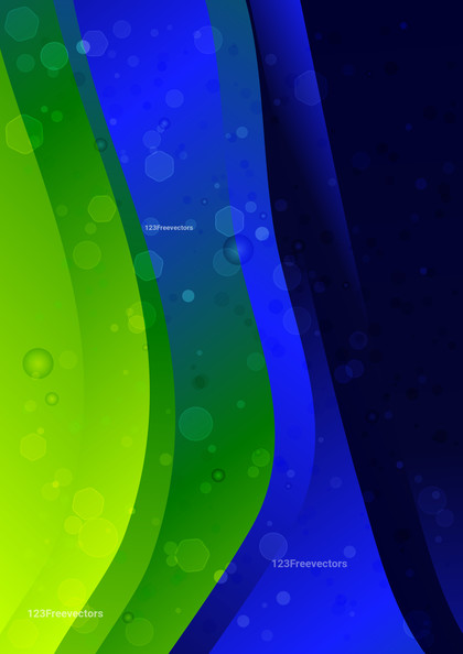 Abstract Blue and Green Vertical Wavy Fluid Liquid Color Background