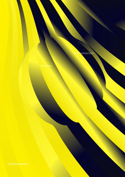Blue Yellow and Black Liquid Color Curved Stripes Background Vector Eps