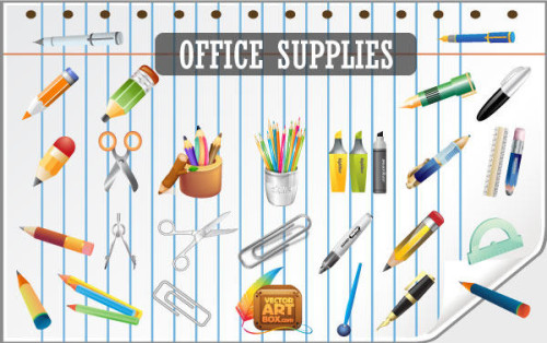Free Vector Office Supplies Icon Set