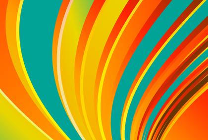 Blue Yellow and Orange Curved Stripes Background Illustrator