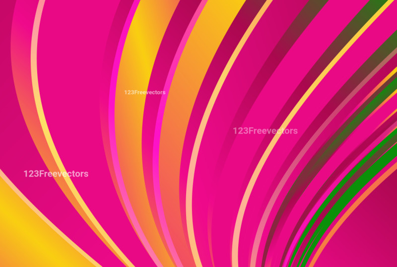 Abstract Green Orange and Pink Curved Stripes Background Vector Eps