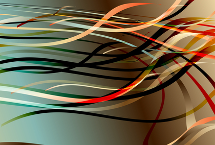 Chaotic Abstract Red Brown and Green Wave Lines Background Vector Graphic