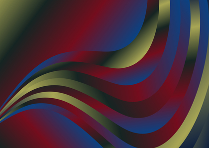 Abstract Red Blue and Gold Gradient Wavy Background Vector Image