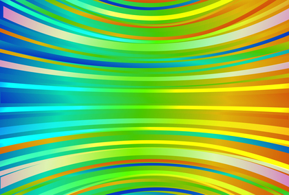 Blue Green and Orange Abstract Gradient Curved Stripes Background Vector Image