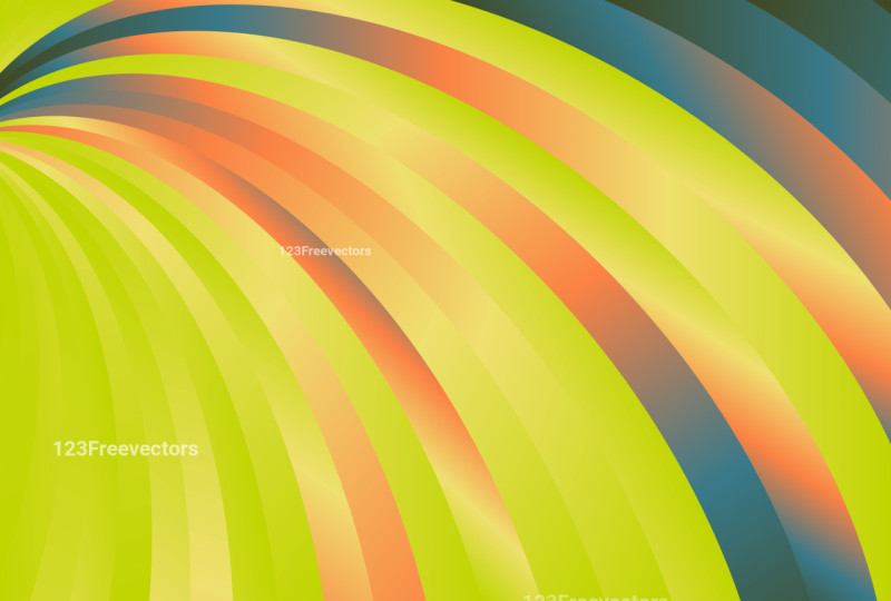 Blue Green and Orange Abstract Curved Stripes Gradient Background Illustrator