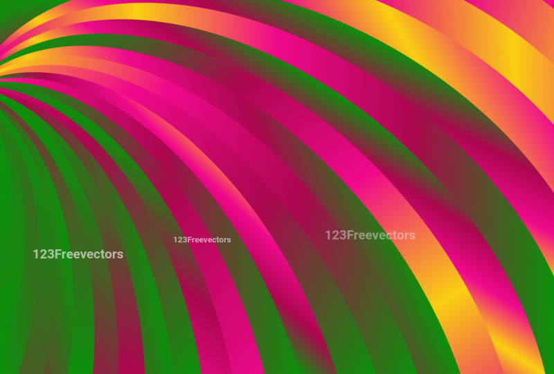 Abstract Green Orange and Pink Curved Stripes Background Vector Art