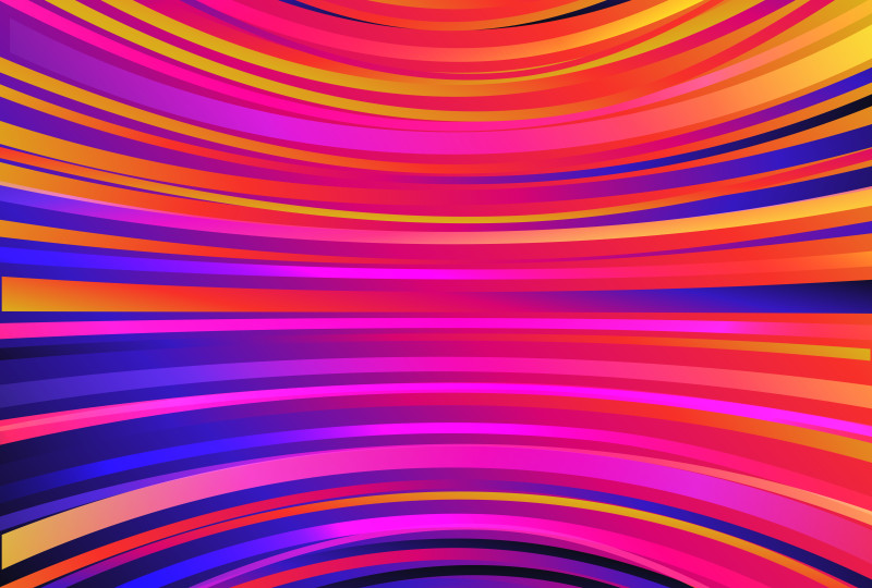 Pink Blue and Orange Gradient Curved Stripes Background
