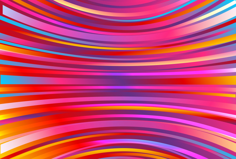 Pink Blue and Orange Abstract Curved Stripes Gradient Background