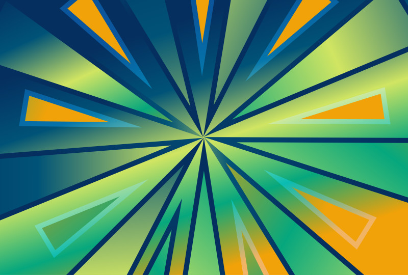 Blue Yellow and Orange Gradient Radial Sunburst Background
