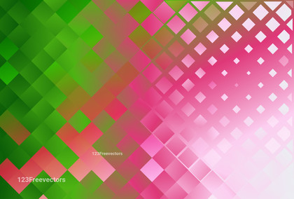 Abstract Pink Green and White Gradient Square Pixel Mosaic Background Vector Illustration