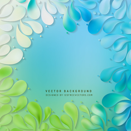 Blue Green Floral Drops Background
