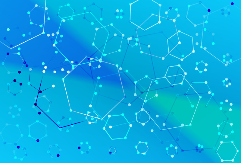 Hexagon Connected Dots Blue Background