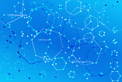 Hexagon Connected Dots Blue Background Vector Illustration