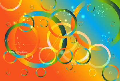 Overlapping Circles Abstract Blue Green and Orange Gradient Background