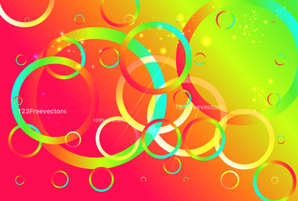 Abstract Green Orange and Pink Gradient Overlapping Circles Background