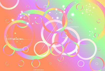 Abstract Green Orange and Pink Gradient Overlapping Circles Background Vector Graphic