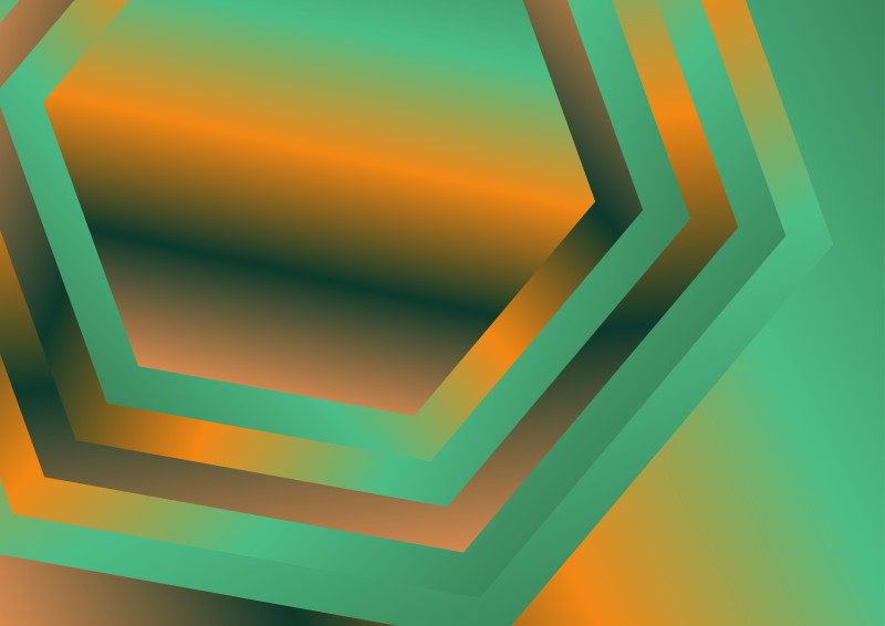 Abstract Orange and Green Gradient Concentric Hexagon Background Vector Eps