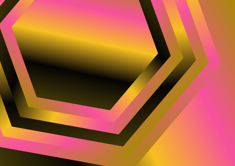 Pink Yellow and Black Gradient Concentric Hexagon Background Illustration