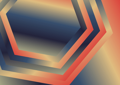 Abstract Blue Orange and Brown Gradient Concentric Hexagon Background
