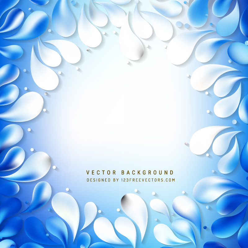 Abstract Blue White Decorative Floral Drops Background