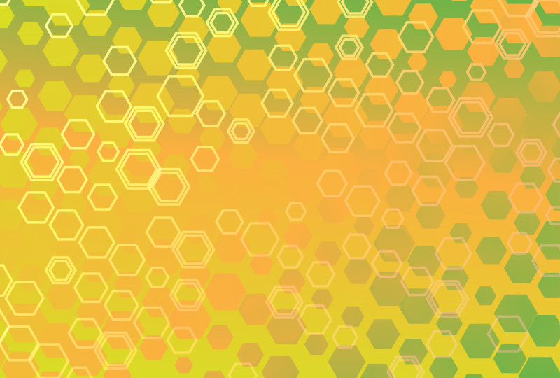 Abstract Orange and Green Gradient Hexagon Shape Background