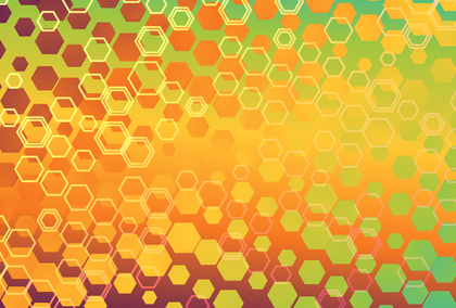 Orange and Green Gradient Hexagon Shape Background