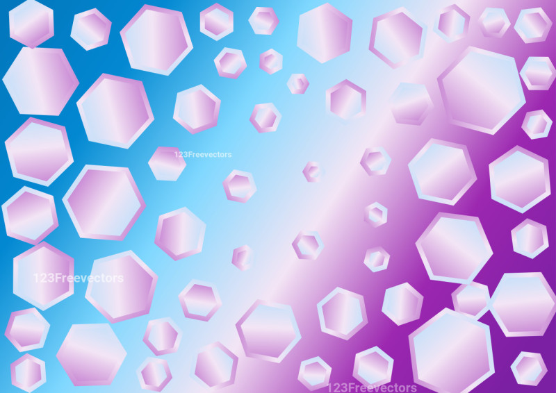 Abstract Pink Blue and White Gradient Hexagon Shape Background Graphic