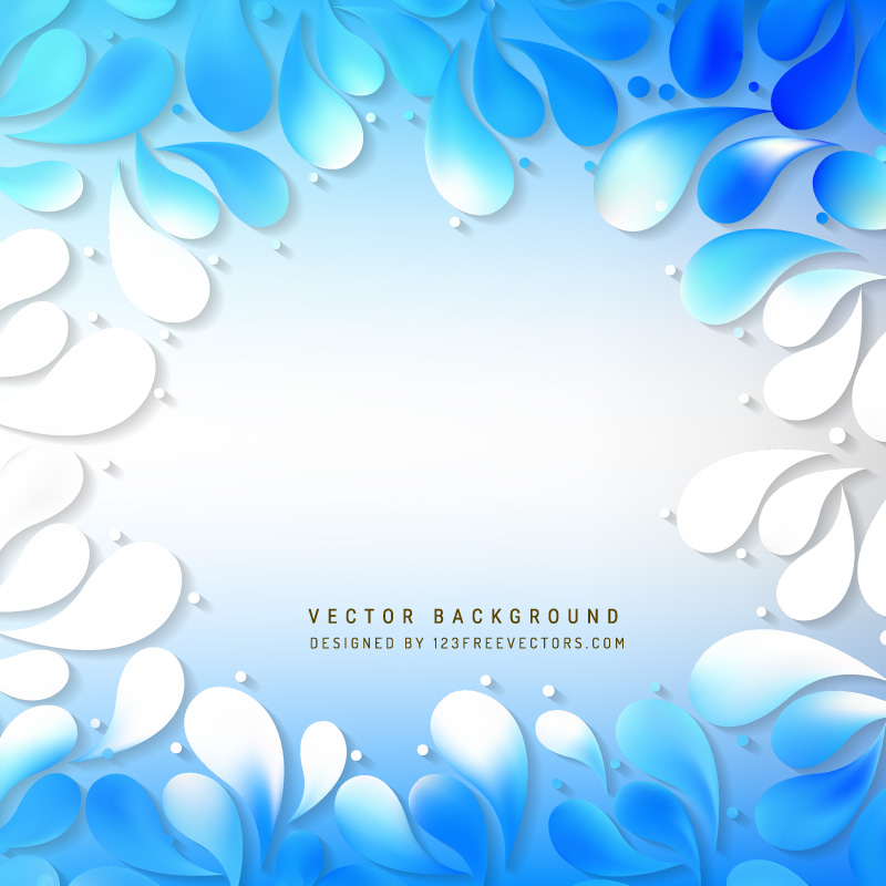 Blue White Floral Drops Background