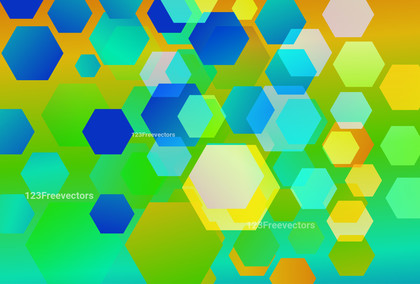 Blue Green and Orange Gradient Hexagon Shape Background Illustrator