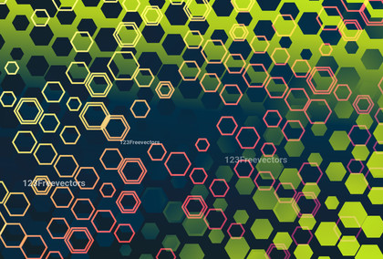 Abstract Blue Pink and Green Gradient Hexagon Shape Background