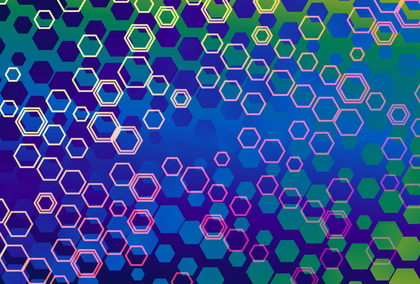 Blue Pink and Green Gradient Hexagon Background Design