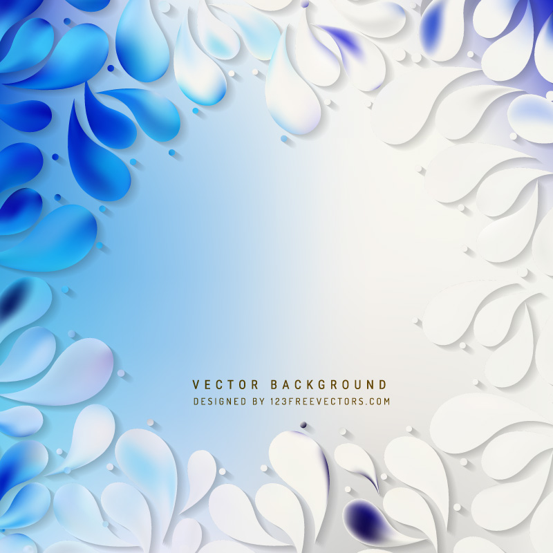 Blue White Decorative Floral Drops Background