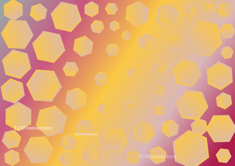 Grey Pink and Yellow Gradient Hexagon Shape Background Vector