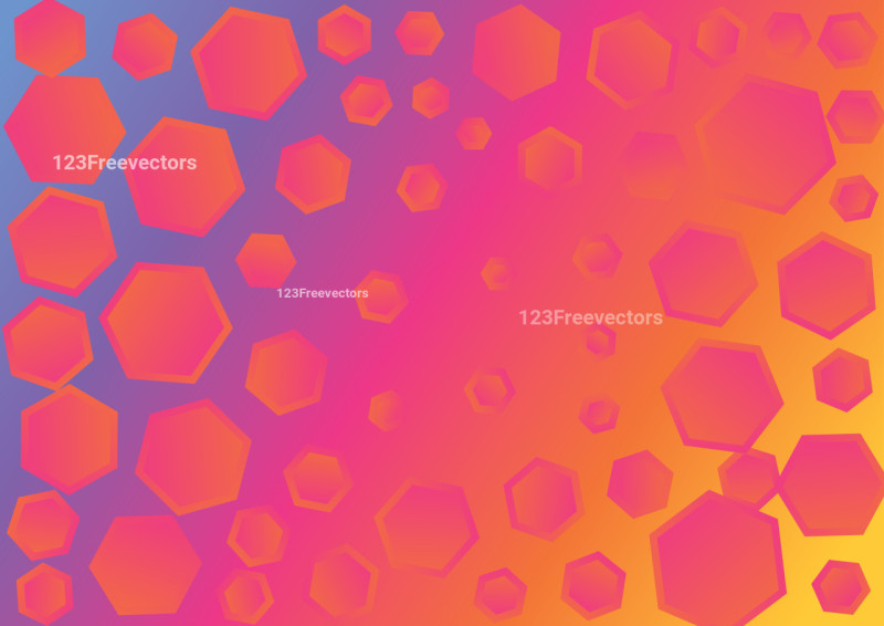 Pink Blue and Orange Gradient Hexagon Shape Background