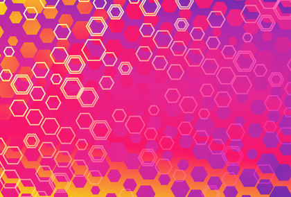 Abstract Pink Blue and Yellow Gradient Hexagon Shape Background