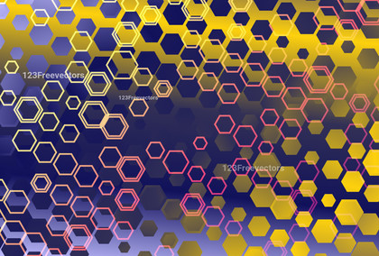 Abstract Pink Blue and Yellow Gradient Hexagon Background